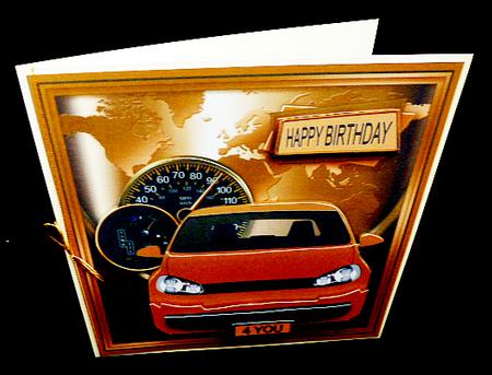 Gold Car on a World Map 8in x 8in Decoupage Mini Kit by Diane  Hitchcox