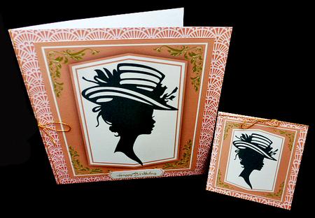 Lovely Sillhouete Lady with Peach Mat  by Diane  Hitchcox