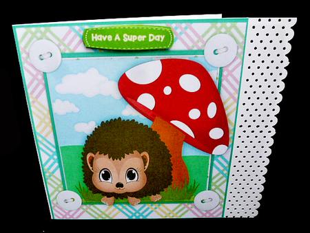 Happy Hedgehog Under the Mushrooms  by Diane  Hitchcox