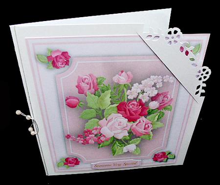 Lovely Rink Roses on a Cut Out Mat  by Diane  Hitchcox