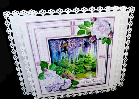 Beautiful Lilac Roses and Scene  by Diane  Hitchcox