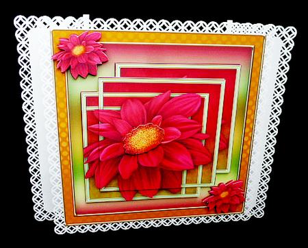 Red Dahlia Nouveau Card Front Kit by Diane  Hitchcox