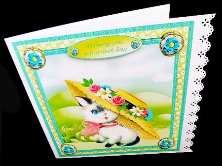 Wishing You a Purrfect Day Card Mini Kit & Decoupage by Diane  Hitchcox