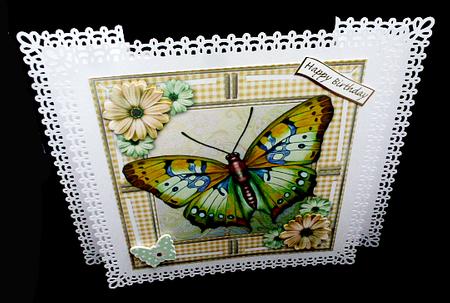 Jumbo Butterfly and Dasies Yellow 8x8 by Diane  Hitchcox