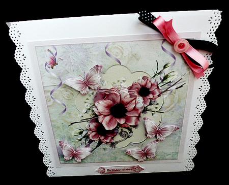 Purple Poppy Flower 7.5x7.5 Card and Decoupage by Diane  Hitchcox