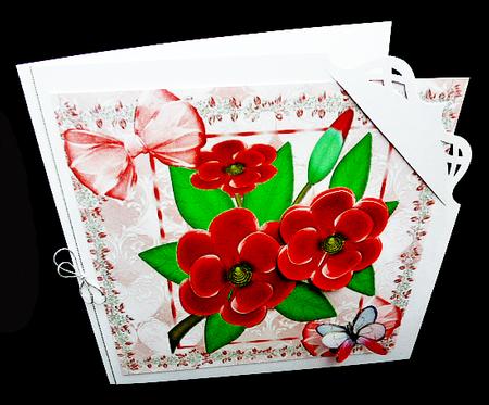 Pretty Flowers in Flower Frame with Red Bows 8x8 by Diane  Hitchcox