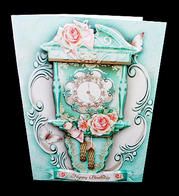 Wall Turquoise Hanging Clock or Card by Diane  Hitchcox