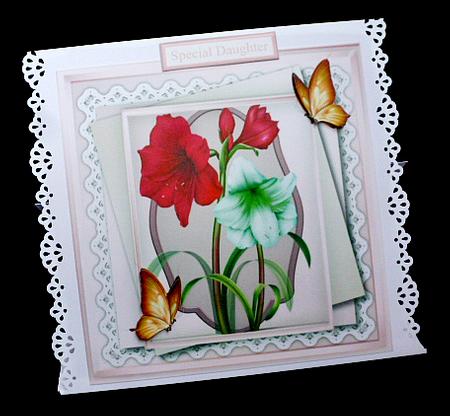 Beautiful Ameryllis and Gold Butterfly's by Diane  Hitchcox