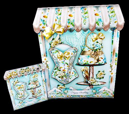 Boutique Shaped Card Turquoise Roses Mini Kit by Diane  Hitchcox