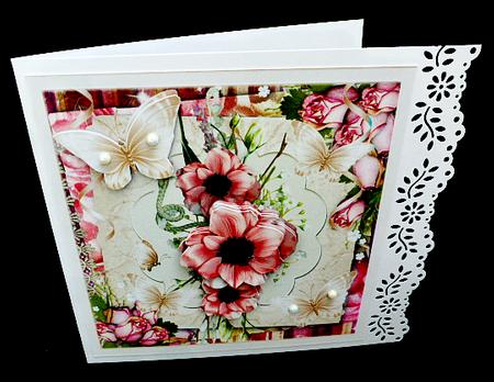 Pink Vintage Poppy 7.5 X7.5 Card and Decoupage by Diane  Hitchcox