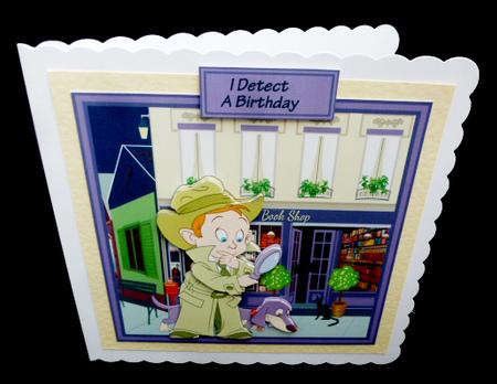 I Detect a Birthday 7.5 x 7.5 Card and Decoupage by Diane  Hitchcox