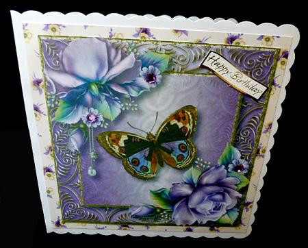 Vintage Butterfly & Lilac Roses 8x8 Quick Topper by Diane  Hitchcox