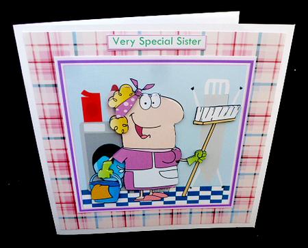 A Womens Work is Never Done 7x7 Card with Decoupage by Diane  Hitchcox