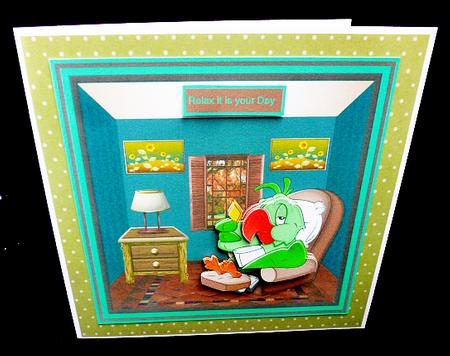 Relaxed Parrot 7.5 X7.5 Card and Decoupage by Diane  Hitchcox
