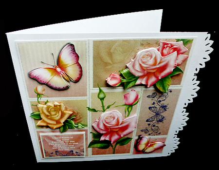 Cardtopper Roses and Butterflies 863 by Diane  Hitchcox