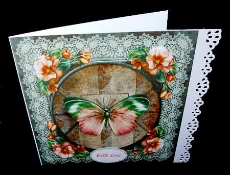 Butterfly and Pansies by Diane  Hitchcox