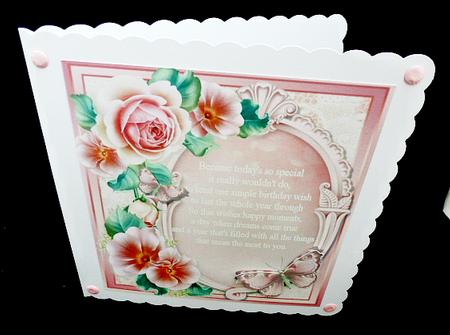 Beautiful Pink Rose Birthday Verse 8x8 by Diane  Hitchcox
