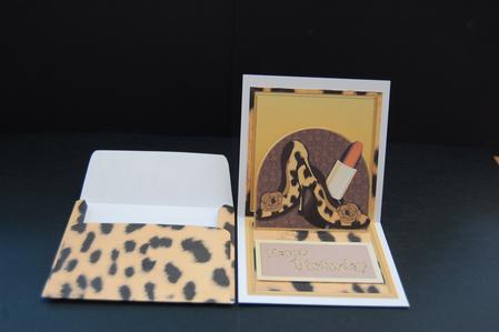 Leopard Print Shoes Birthday Mini 3D Pop-up Card by Diane Moore