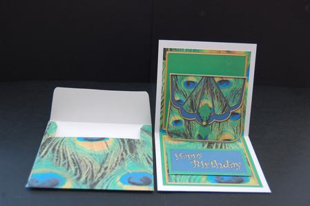 Peacock Print Bag Birthday Mini 3D Pop-up Card by Diane Moore