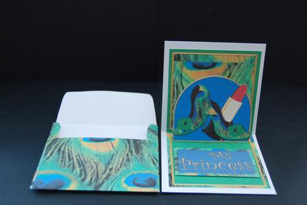 Peacock Print Shoes Diva Mini 3D Pop-up Card by Diane Moore