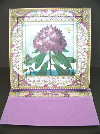 Pink Butterfly Flowers Spiral Edge Stacker Card Front by Diane Moore