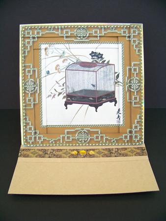 Oriental Bird Cage Spiral Edge Stacker Card Front by Diane Moore