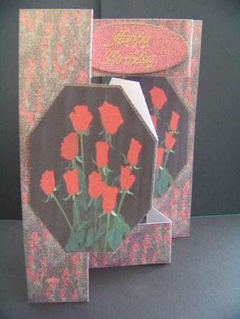 Beautiful Red Roses 3 Panel Pop Up Card by Diane Moore