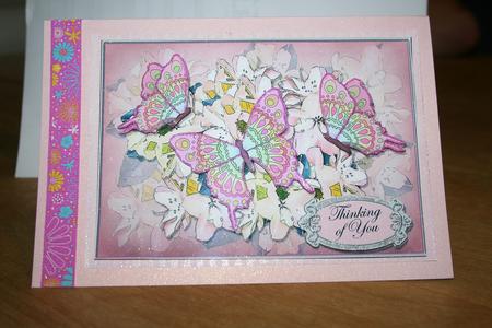 A4 Thinking of You Flowers N Butterfly Card Topper by Diane Sixsmith
