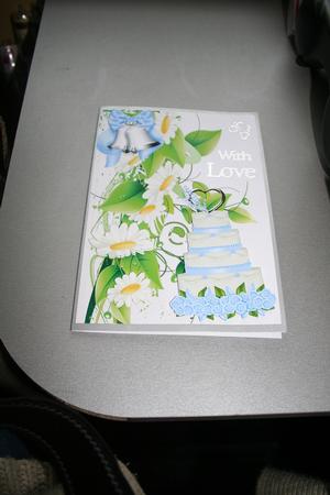 Spring Daisies with Blue Wedding Cake and Bells A4 by Diane Sixsmith
