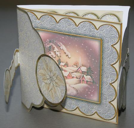 Snowy Village Cream Poinsettia 3D Scallop Lace Wrap Card Kit by Diane Sixsmith