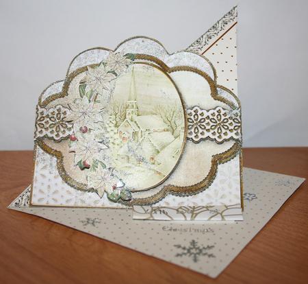 Cream Church Poinsettia Scallop 3D Decoupage Step by Step by Diane Sixsmith