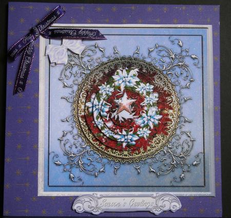 Winter Wreath Square Pyramid Card Front by Diane Sixsmith