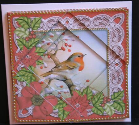 Red Robin Poinsettia 5in Triangle Spiral Stacker by Diane Sixsmith