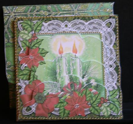 Candle Duo Poinsettia Mini Card Envelope Scallop Stacker by Diane Sixsmith