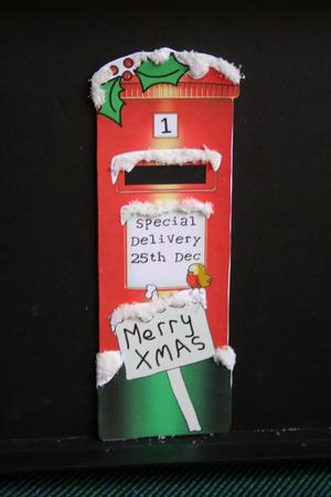 Large Dl Xmas Robins Postbox Shaped Card by Diane Sixsmith