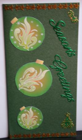 Christmas Baubles ( Green Light-orange) by Diane Sixsmith