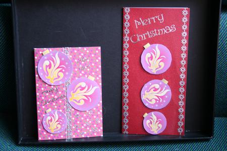 Christmas Baubles ( Pastel-blue Neon-red) by Diane Sixsmith