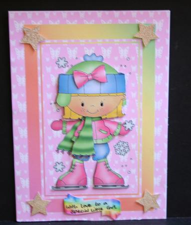 Cute Little Snow Girl in Multicoloured Frame by Diane Sixsmith