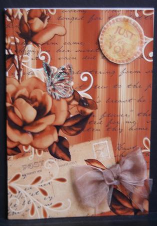 Vintage Tea Painted Rose Postcard A4 Backing Paper by Diane Sixsmith