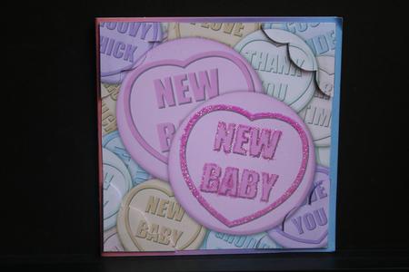 8 x 8 New Baby Sweet Heart Scalloped Corner Topper by Diane Sixsmith