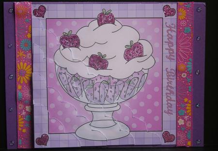 Sweet Treats Strawberry Sundae - Scallop Corner Side Stacker Topper by Diane Sixsmith