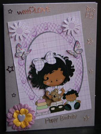 Cute Little Black Girl in Lilac Button Frame by Diane Sixsmith