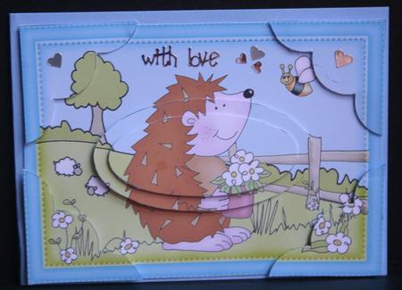 A5 Cute Hedgehog Scallop Corners and Pyramage by Diane Sixsmith