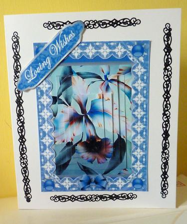 Blooms in Blue Aperture Card with Pyramid by Diane Tune