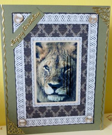 Celtic Lion 'n Lace A5 Pyramid Card Front by Diane Tune