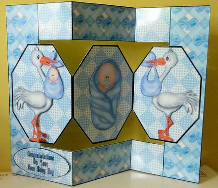 New Baby Boy Octagon Folded Pop-up Card by Diane Tune