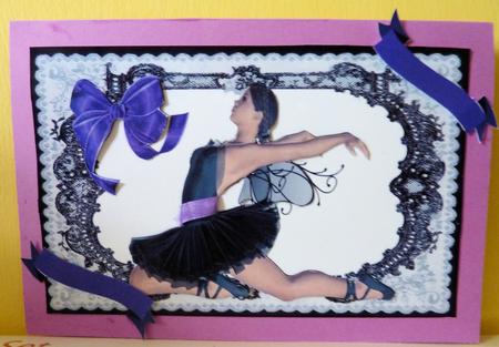 Pretty Ballerina in Black Lace Frame by Diane Tune