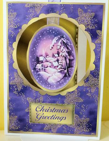 Christmas Night in Purple - Dangler Card with Shaped Pyramid by Diane Tune