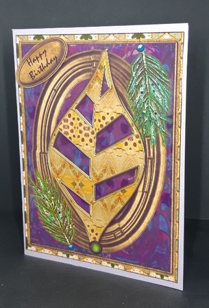 Leaf & Feathers Artistic Card Front 2 by Diane  Vermeer