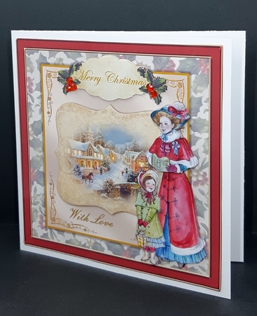 300dpi 6x6in Vintage Christmas Scene - Lady and girl - Card 5 by Diane  Vermeer